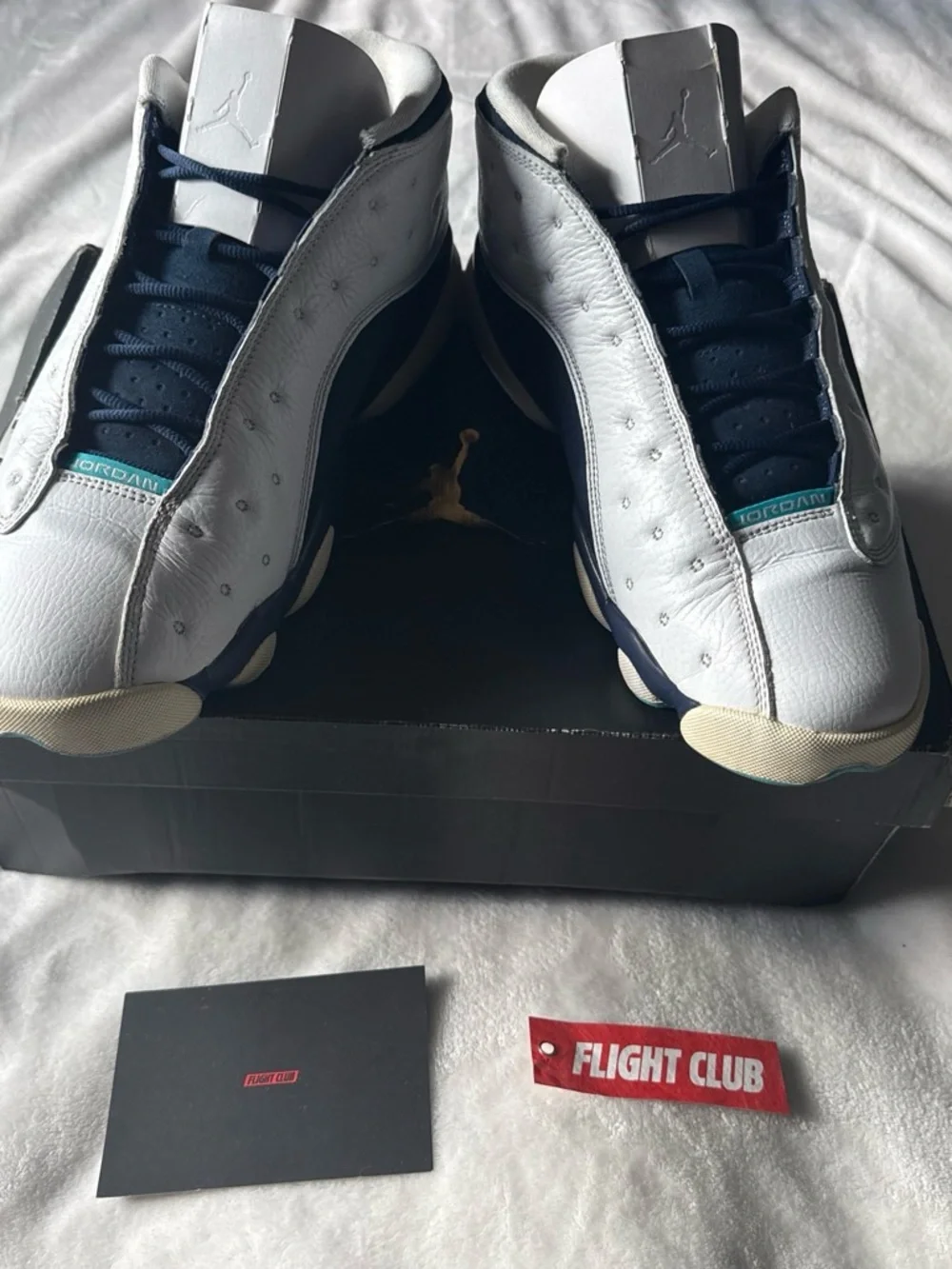 Jordan 13 retro low Men’s Sneakers - White / Navy with Teal Accents